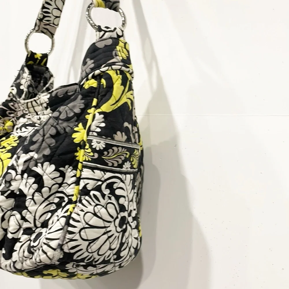 Vera Bradley Retired Yellow Black Baroque‎ Satchel Magnet Shoulder Handbag Hobo